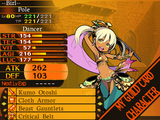 Etrian Odyssey Mystery Dungeon Stats Card