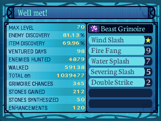 Etrian Odyssey Untold Stats Card