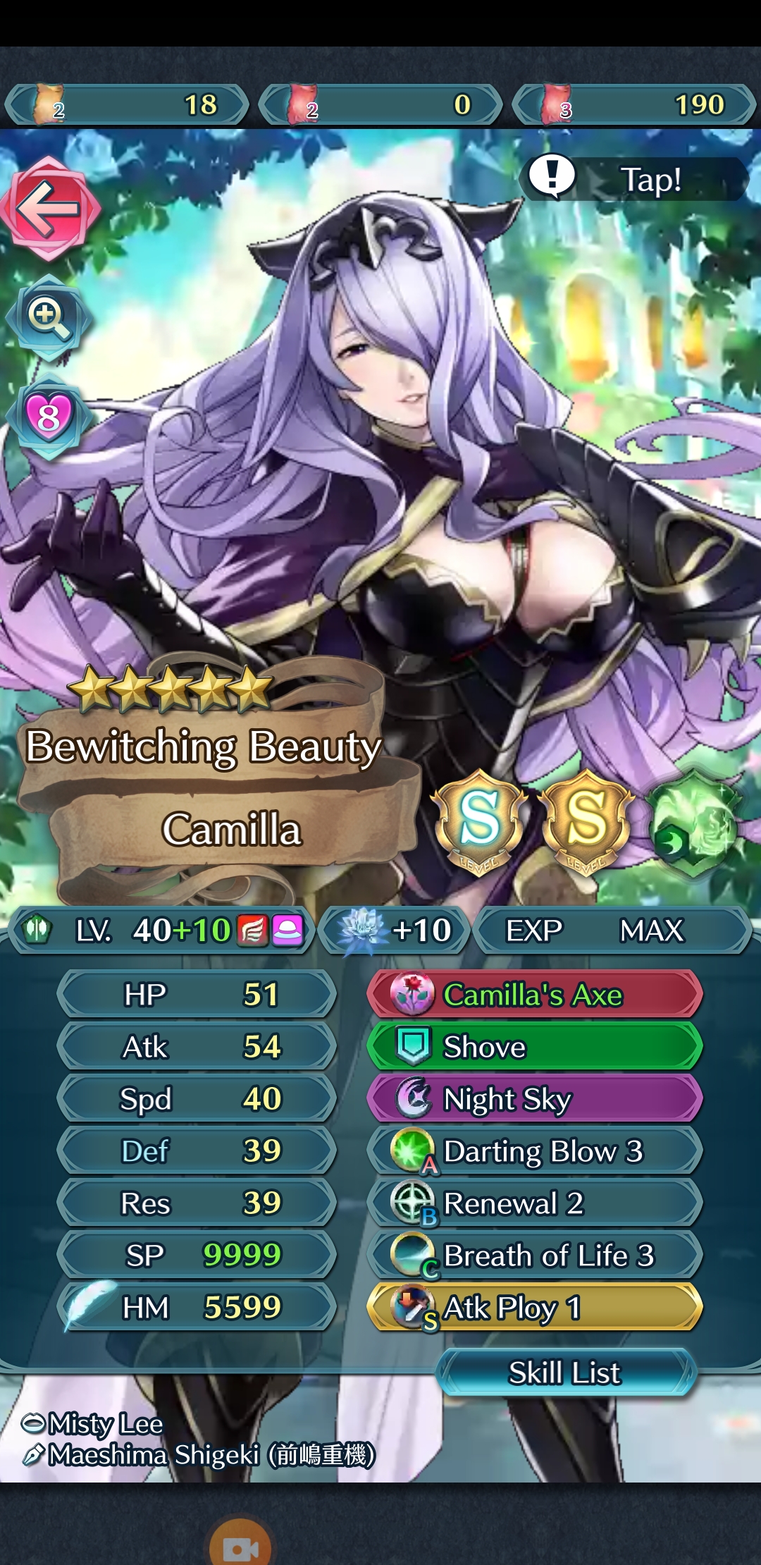 Papa Birl's waifu version of 'Bewitching Beauty' Camilla from 'Fire Emblem: Heroes'.